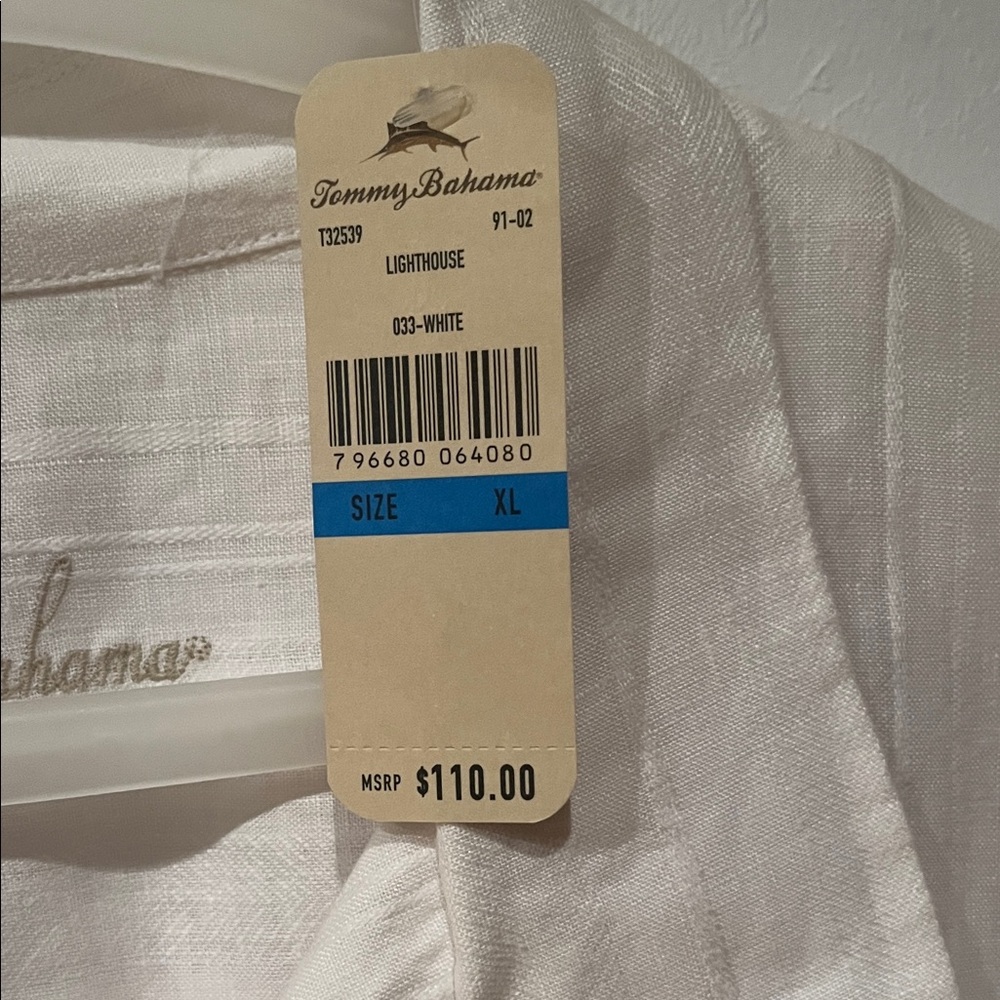 Tommy Bahama White Lighthouse Short Sleeve Button-Up Shirt Size XL - Picture 2 of 4